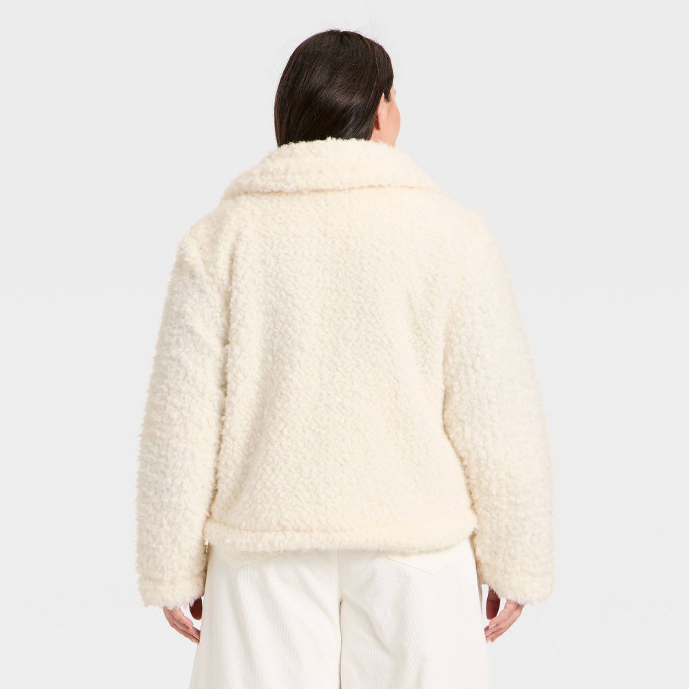 New - Women's Cozy Faux Shearling Jacket - Universal Thread™ Cream 3X