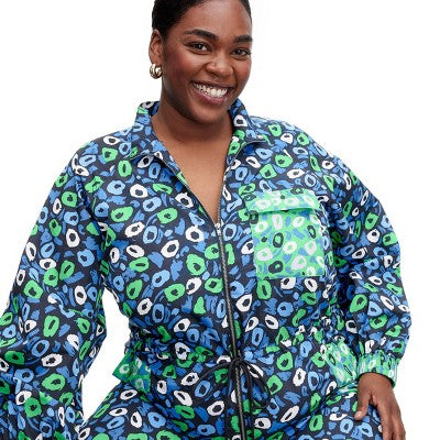 New - Diane von Furstenberg Nylon Long Sleeves Straight Leg Jumpsuits, Jazz Dots Green Diane von Furstenberg for TargetBullseye Deals