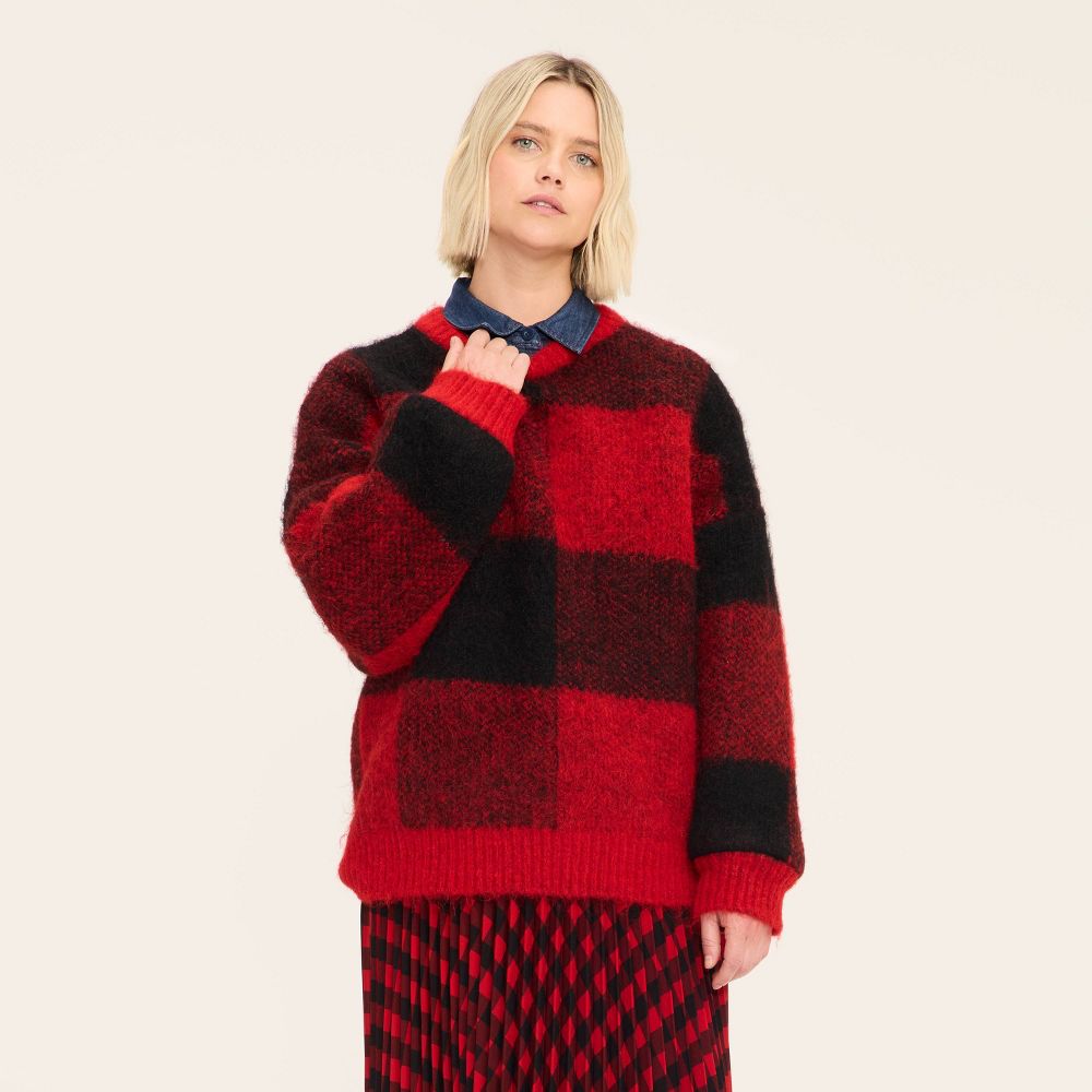 New - Adult Buffalo Check Pullover Sweater - Woolrich x Target Red/Black XL