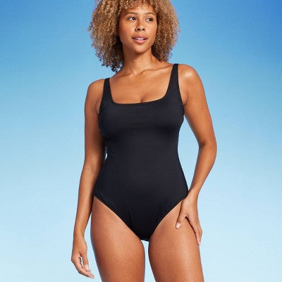 New - Shade & Shore Women's Shaping Swimwear One Piece Swimsuit Square Neck Swimwear Shade & ShoreBullseye Deals