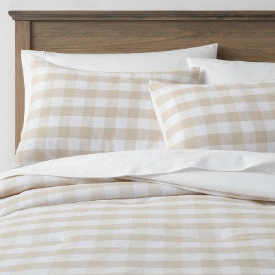 New - Threshold Comforter Set Cotton Gingham Breathable Comfort All-Season ThresholdBullseye Deals