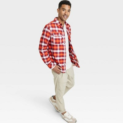 Open Box - All In Motion Men's Button Up Flannel Shirt Moisture Wicking Quick Drying All in MotionBullseye Deals