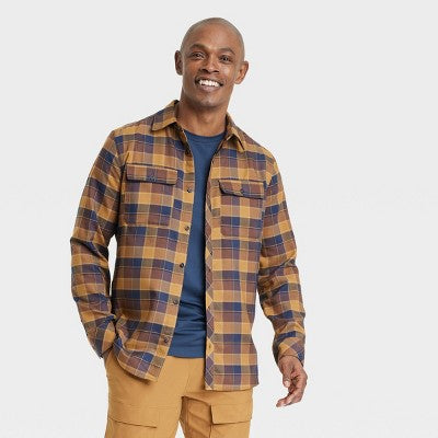 All In Motion Men's Button Up Flannel Shirt Moisture Wicking Quick Drying All in MotionBullseye Deals