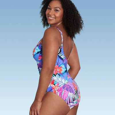 New - Aqua Green Women's V-Neck One Piece Swimsuit Tummy Control UPF 50+ Swimwear Aqua GreenBullseye Deals