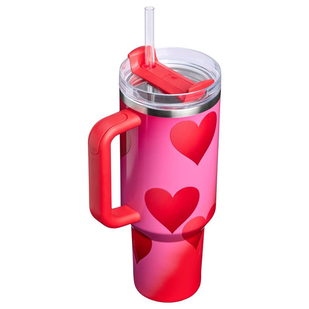 New - Stanley 40 oz Stainless Steel H2.0 Flowstate Quencher Tumbler Rouge Heart Gradient