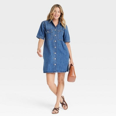 Open Box - Women's Short Sleeve Mini Shirtdress - Universal Thread Universal ThreadBullseye Deals