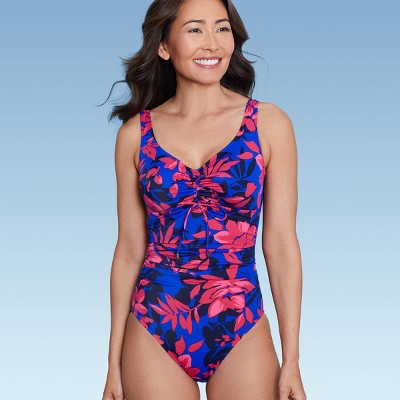 New - Aqua Green Women's Cinch Front One Piece Swimsuit UPF 50+ Full Coverage Aqua GreenBullseye Deals
