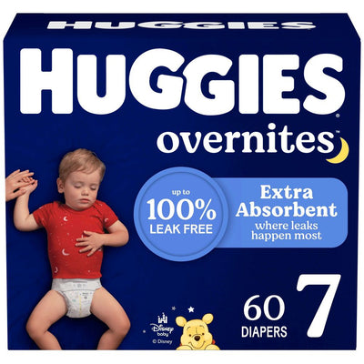 New - Huggies Overnites Nighttime Baby Diapers - Size 7 - 60ct