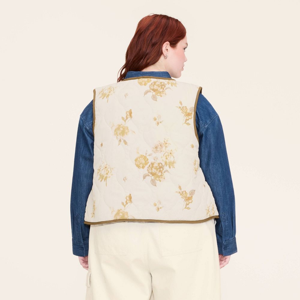New - Women's Quilted Jacket and Floral Vest - Woolrich x Target Olive Green XXL