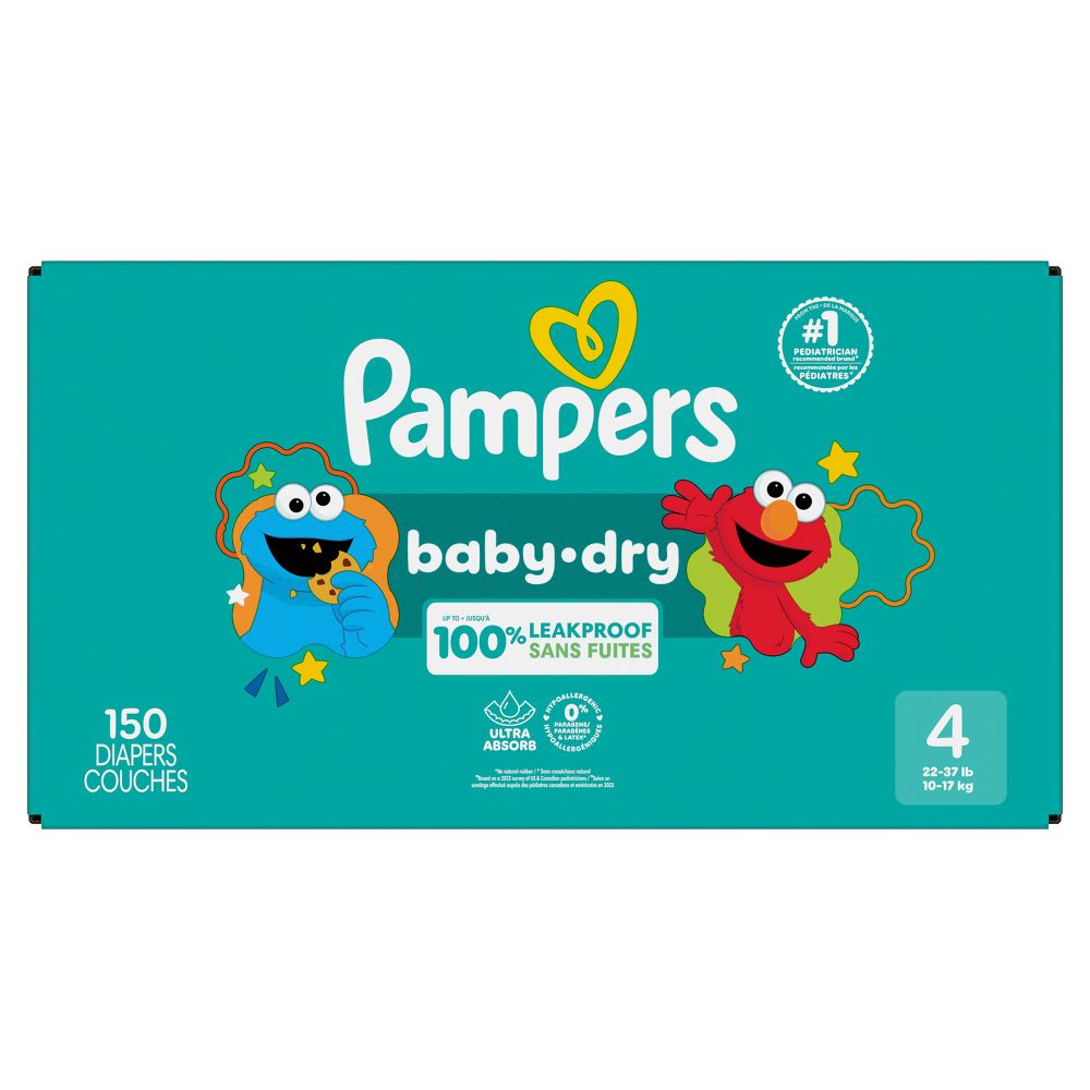 New - Pampers Baby Dry Diapers Pack - Size 4 - 150ct