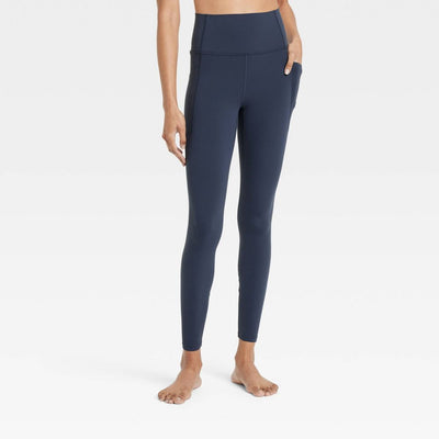 New - Women's Everyday Soft Ultra High-Rise Pocketed Leggings - All In Motion™ Navy Blue S Long: Moisture Wicking, UPF 50+