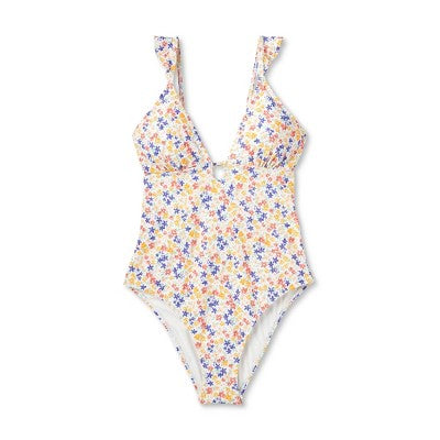 Shade & Shore Women's Ruffle One Piece Swimsuit Plunge Swimwear Shade & ShoreBullseye Deals