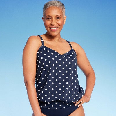 Lands' End Women's Polka Dot Blouson Tankini Tank Top Swimsuit Lands' EndBullseye Deals