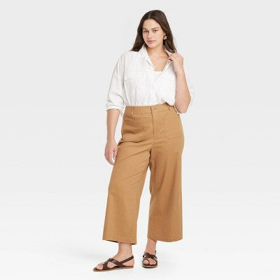 New - Ava & Viv Womens Plus High Rise Regular Crop Cropped Wide-Leg Pants Ava & VivBullseye Deals