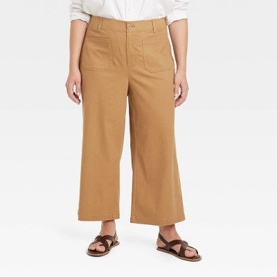 New - Ava & Viv Womens Plus High Rise Regular Crop Cropped Wide-Leg Pants Ava & VivBullseye Deals