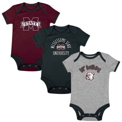 NCAA Mississippi State Bulldogs Infant 3pk Bodysuit Mississippi State BulldogsBullseye Deals