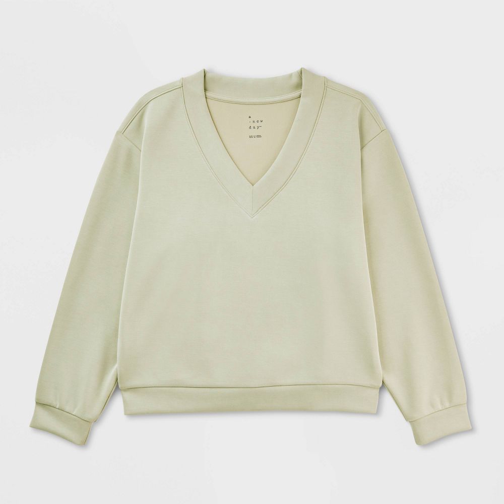 New - Women's Sandwash Sweatshirt - A New Day™ Light Green S