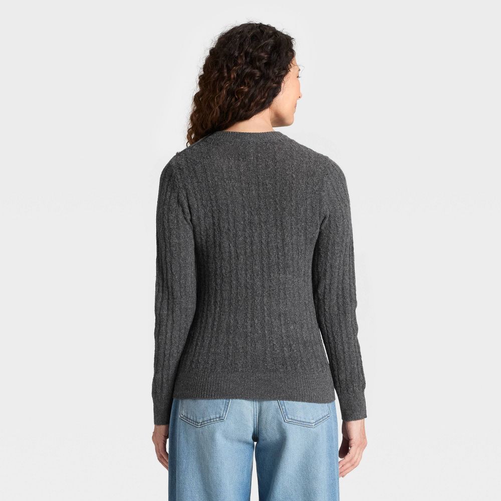 New - Women's Lace Stitch Crewneck Pullover Sweater - Universal Thread™ Gray S