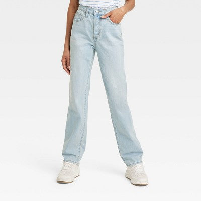 New - Universal Thread Women's High Waisted Straight Cargo Jeans 90's Vintage, Light Wash Universal ThreadBullseye Deals