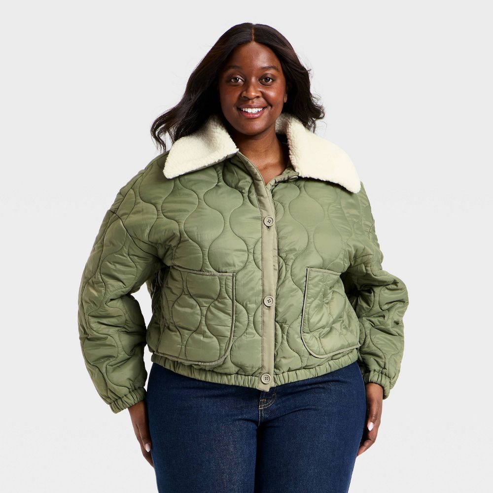 New - Women's Quilted Jacket - Universal Thread™ Olive Green 4X