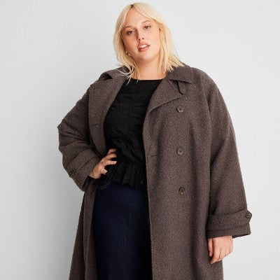 New - Future Collective Reese Women's Plus Winter Textured Trench Coat Jacket Future Collective with ReeseBullseye Deals