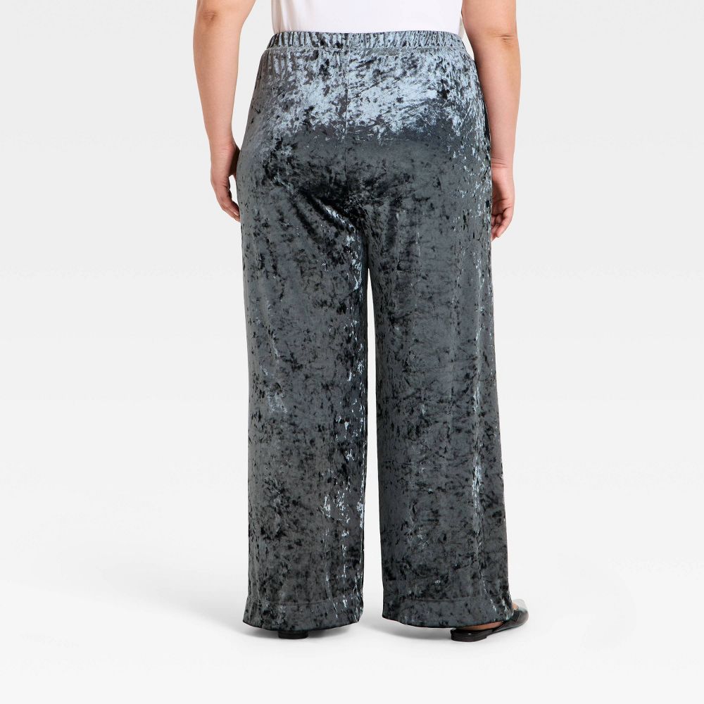 New - Women's Crushed Velour Pull-On Pants - A New Day™ Black XXL