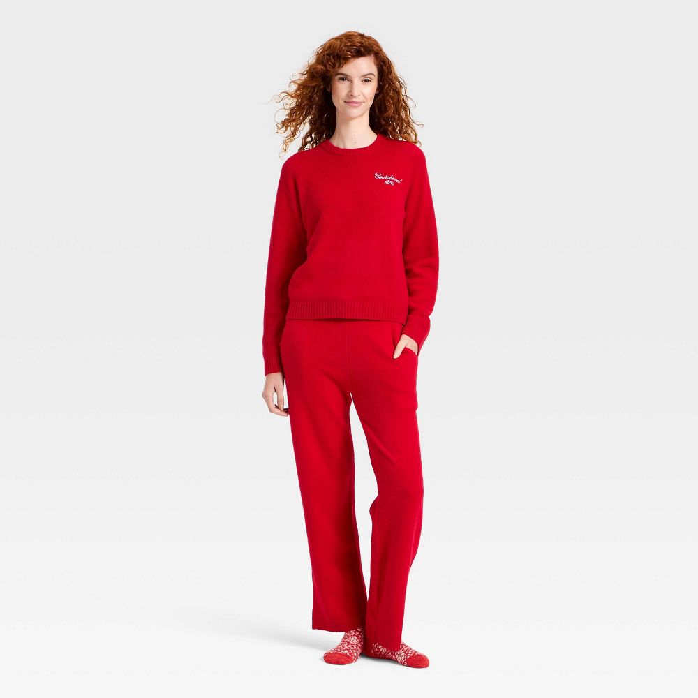 Open Box - Women's Cozy Knit Boucle Crewneck Pullover Sweater - Universal Thread™ Red M