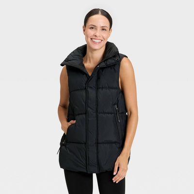 New - Women's Long Puffer Vest - All In Motion™ Black XS