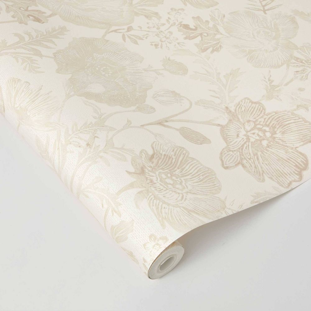 New - Tempaper & Co. 28 sq ft Poppies Textured Peel and Stick Beige Wallpaper by Pure Salt