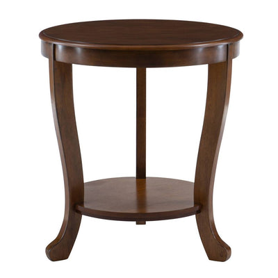 Open Box - Dermott Transitional Side Table with Lower Shelf Hazelnut Brown - Powell: Elegant Round End Table for Living Room
