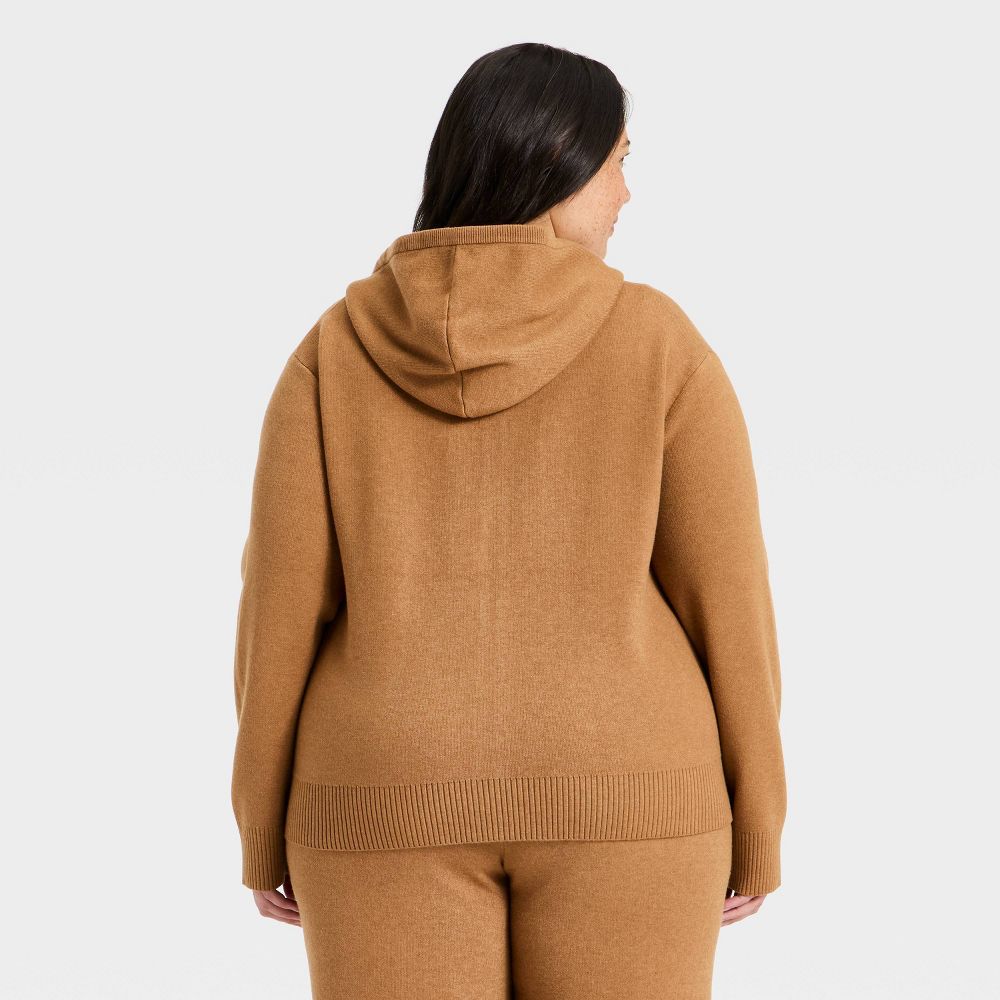 New - Women's Hooded Zip-Up Sweater - A New Day™ Brown XXL