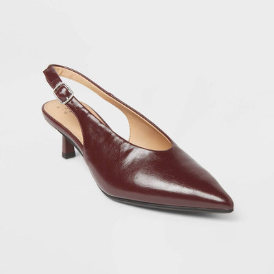 New - Women’s Samantha Sling Back Kitten Heels – A New Day™ Burgundy 10
