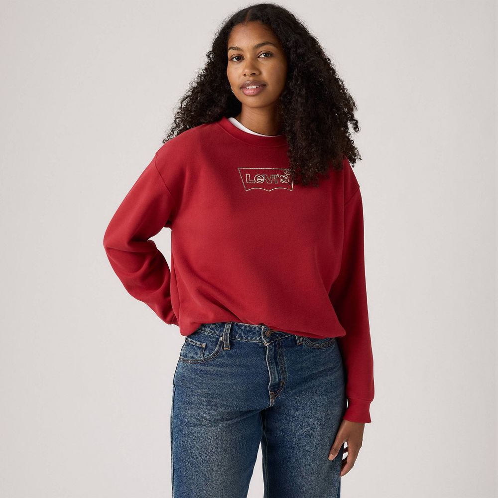 Open Box - Levi's® Women's Graphic Everyday Crew Shirt - Rhinestone Logo True Red XL