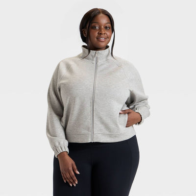 New - Women's Airy Sleek Full Zip Jacket - All In Motion™ Heathered Gray 2X