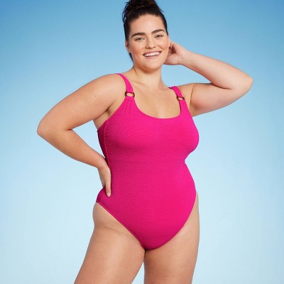 New - Shade & Shore Women's Pucker High Leg One Piece Swimsuit Square Neck Shade & ShoreBullseye Deals