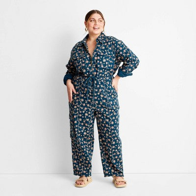 New - Future Collective Jenny K Lopez Women's Long Sleeve Boilersuit Jumpsuit, Floral Future Collective w/Jenny K LopezBullseye Deals