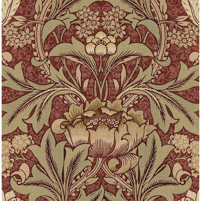 New - NextWall Red Clay and Lichen Acanthus Floral Peel and Stick Wallpaper