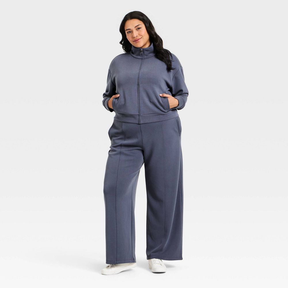 New - Women's Sandwash Zip-Up - A New Day™ Blue 3X