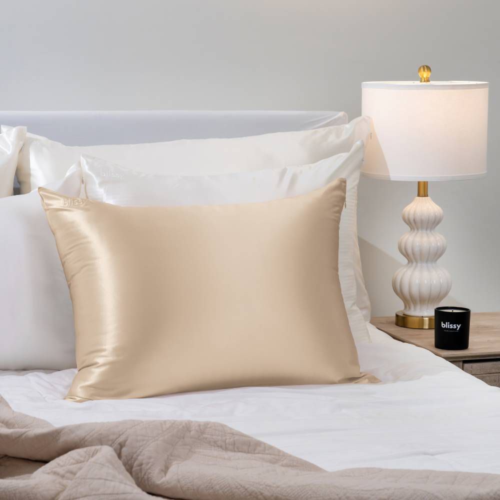 New - Blissy King 600 Thread Count Silk Pillowcase Natural Beige