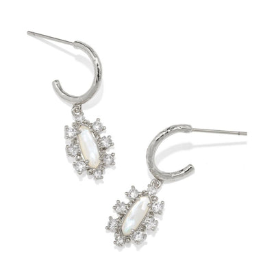 Open Box - Kendra Scott Emma Crystal Framed Huggie Earrings - Silver/White Mix