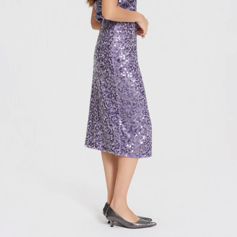 New - Women's Sequin Pencil Skirt - A New Day™ Light Purple L