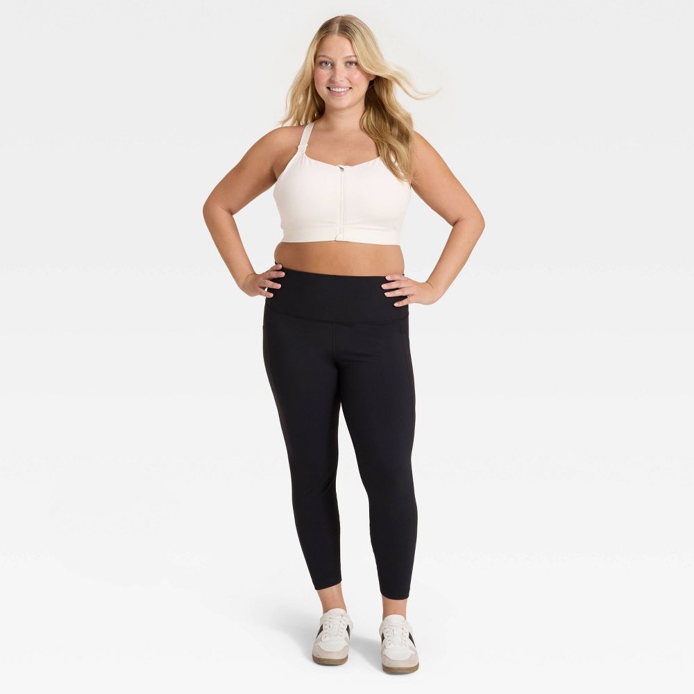 New - Women's High Support Front Zip Bra - All In Motion™ Cream 40D