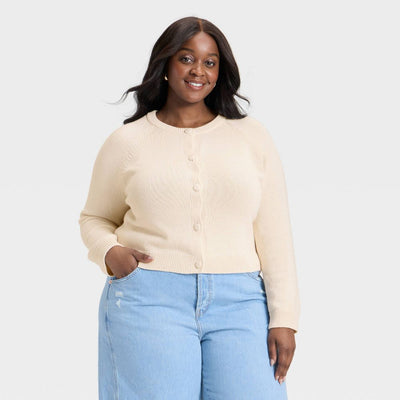 New - Women's Button-Down Cardigan Sweater - Universal Thread™ Cream 4X
