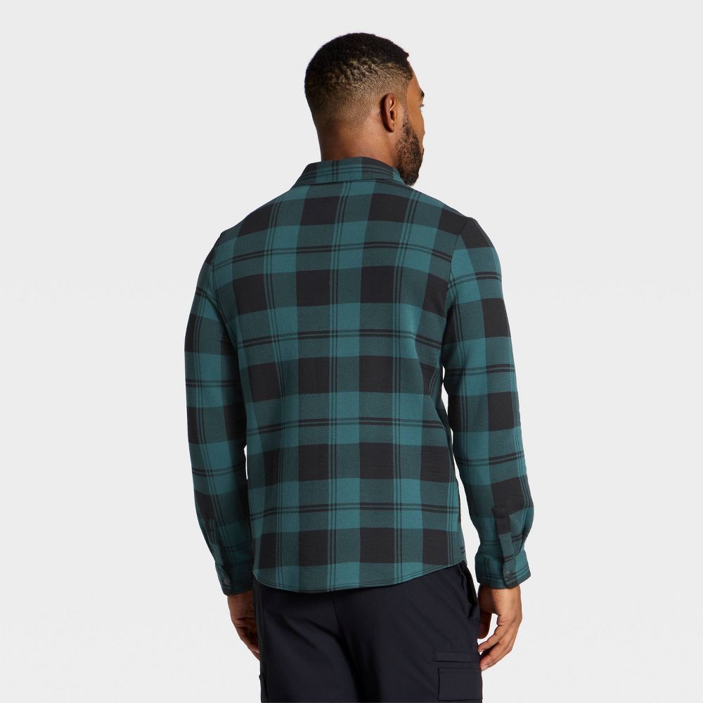 New - Men's Shirt Jacket - All In Motion™ Teal Plaid M