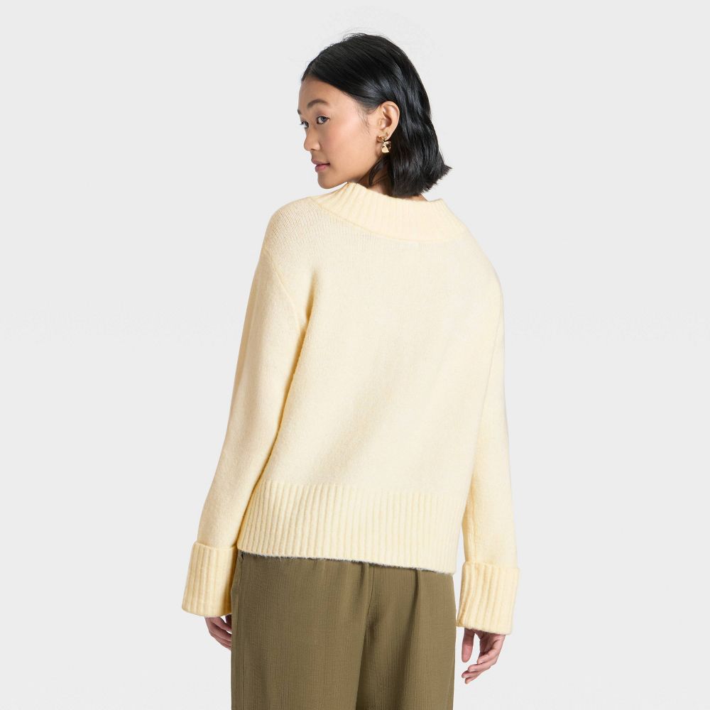 Open Box - Women's Cozy Knit Boxy Pullover Sweater - A New Day™ Cream XL