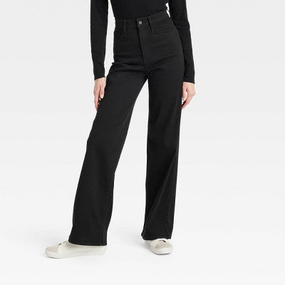 New - Universal Thread Women's High Waisted Wide Leg Cropped High-Rise Jeans, Black Universal ThreadBullseye Deals