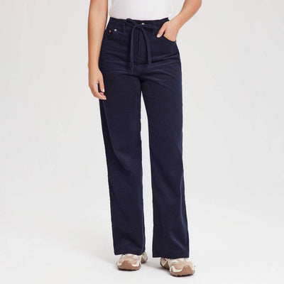 New - Women's Mid-Rise Straight Leg Corduroy Pull-On Pants - Universal Thread™ Navy Blue XS