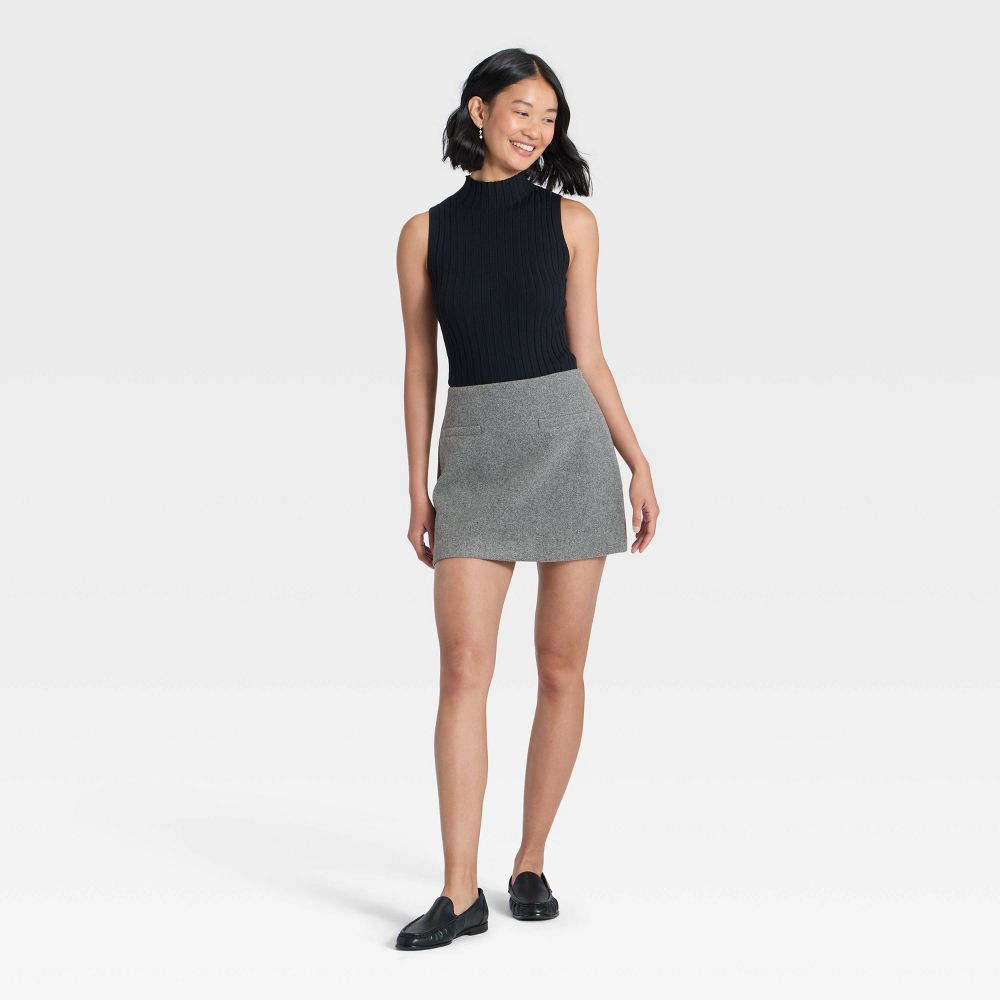New - Women's Brushed Boucle Mini Skirt - A New Day™ Heather Gray 16