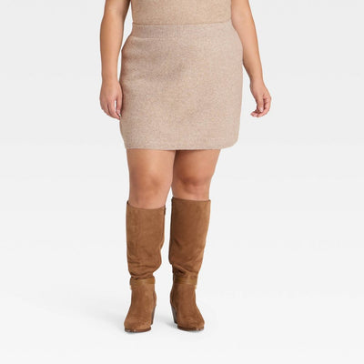 New - Women's Mini Sweater Skirt - Universal Thread™ Tan XXL