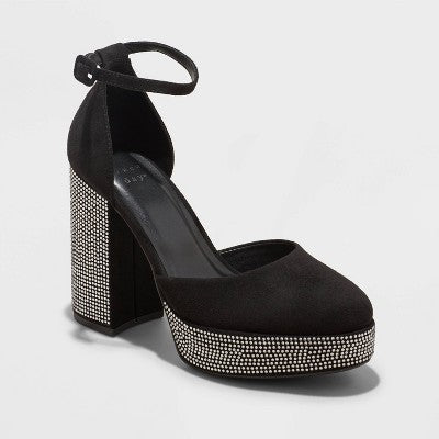 New - A New Day Women's Chunky Block High Platform Heels Ankle Strap Rhinestones A New DayBullseye Deals